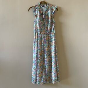 Banana Republic Factory Multicolored Floral Ruffle Midi Dress Size S